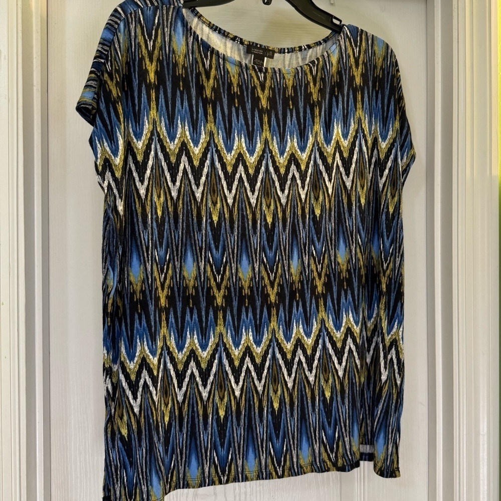 J. Jill Wearever Collection Short Sleeve Multicolor Blouse